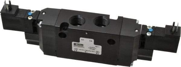 Parker - 4-Way Body Ported Stacking Solenoid Valve - 120 VAC, 1.4 CV Rate, 7.51" Long - Apex Tool & Supply