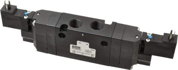 Parker - 4-Way Body Ported Stacking Solenoid Valve - 24 VDC, 1.1 CV Rate, 8.45" Long - Apex Tool & Supply