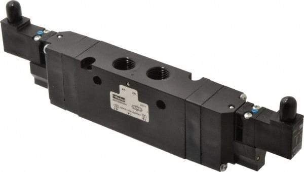 Parker - 3/8", 4-Way Body Ported Stacking Solenoid Valve - 24 VDC, 2.1 CV Rate, 9.35" Long - Apex Tool & Supply