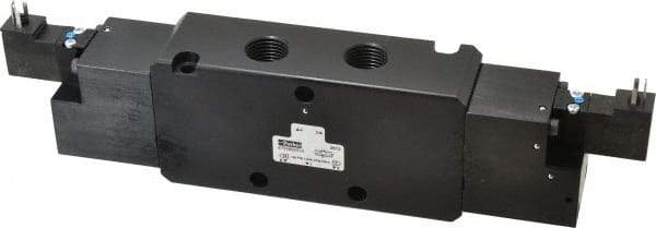 Parker - 4-Way Body Ported Stacking Solenoid Valve - 120 VAC, 5.7 CV Rate, 11.29" Long - Apex Tool & Supply