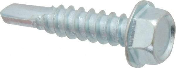 Value Collection - #12, Hex Washer Head, Hex Drive, 1" Length Under Head, #3 Point, Self Drilling Screw - Grade 2 Steel, Zinc-Plated Finish - Apex Tool & Supply