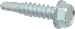Value Collection - #12, Hex Washer Head, Hex Drive, 1" Length Under Head, #3 Point, Self Drilling Screw - Grade 2 Steel, Zinc-Plated Finish - Apex Tool & Supply