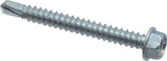 Value Collection - #12, Hex Washer Head, Hex Drive, 2" Length Under Head, #3 Point, Self Drilling Screw - Grade 2 Steel, Zinc-Plated Finish - Apex Tool & Supply
