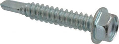Value Collection - #14, Hex Washer Head, Hex Drive, 1-1/2" Length Under Head, #3 Point, Self Drilling Screw - Grade 2 Steel, Zinc-Plated Finish - Apex Tool & Supply