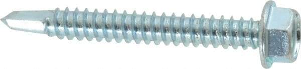 Value Collection - #14, Hex Washer Head, Hex Drive, 2" Length Under Head, #3 Point, Self Drilling Screw - Grade 2 Steel, Zinc-Plated Finish - Apex Tool & Supply