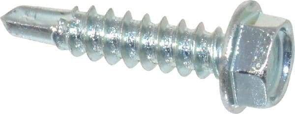 Value Collection - #8, Hex Washer Head, Hex Drive, 3/4" Length Under Head, #2 Point, Self Drilling Screw - Grade 2 Steel, Zinc-Plated Finish - Apex Tool & Supply