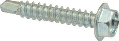 Value Collection - #8, Hex Washer Head, Hex Drive, 1" Length Under Head, #2 Point, Self Drilling Screw - Grade 2 Steel, Zinc-Plated Finish - Apex Tool & Supply