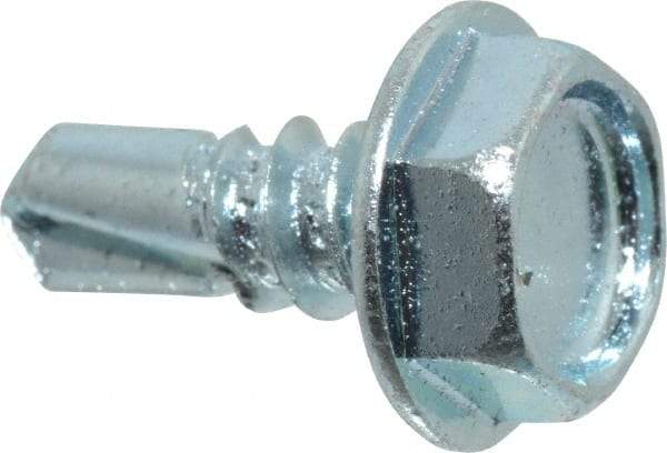 Value Collection - #10, Hex Washer Head, Hex Drive, 1/2" Length Under Head, #3 Point, Self Drilling Screw - Grade 2 Steel, Zinc-Plated Finish - Apex Tool & Supply