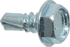 Value Collection - #10, Hex Washer Head, Hex Drive, 1/2" Length Under Head, #3 Point, Self Drilling Screw - Grade 2 Steel, Zinc-Plated Finish - Apex Tool & Supply