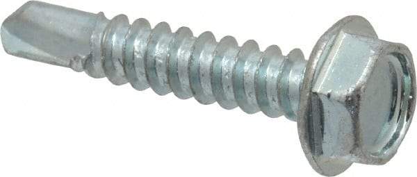Value Collection - #10, Hex Washer Head, Hex Drive, 1" Length Under Head, #3 Point, Self Drilling Screw - Grade 2 Steel, Zinc-Plated Finish - Apex Tool & Supply