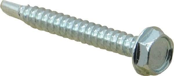 Value Collection - #10, Hex Washer Head, Hex Drive, 1-1/2" Length Under Head, #3 Point, Self Drilling Screw - Grade 2 Steel, Zinc-Plated Finish - Apex Tool & Supply