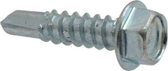 Value Collection - #12, Hex Washer Head, Hex Drive, 3/4" Length Under Head, #3 Point, Self Drilling Screw - Grade 2 Steel, Zinc-Plated Finish - Apex Tool & Supply