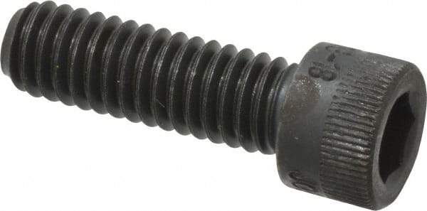 Made in USA - 5/16-18 UNC Hex Socket Drive, Socket Cap Screw - Alloy Steel, Black Oxide Finish, Fully Threaded, 1" Length Under Head - Apex Tool & Supply