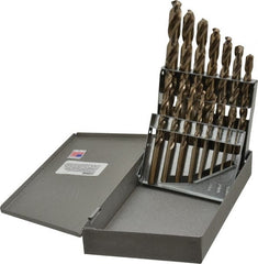 Triumph Twist Drill - 1/16 to 1/2", 135° Point, Gold Finish, Cobalt Jobber Length Drill Bit Set - Apex Tool & Supply