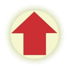 NMC - Anti-Skid Polyester Floor Sign - Round, Red on Glow (Yellow), Adhesive Backed, For Exit, Entrance & Directional - Apex Tool & Supply