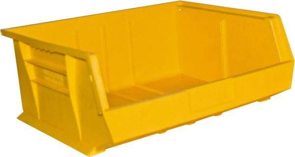 Durham - 14-5/8" Deep, Yellow Plastic Hang and Stack Bins - 7" High x 16-3/4" Wide x 14-5/8" Long - Apex Tool & Supply