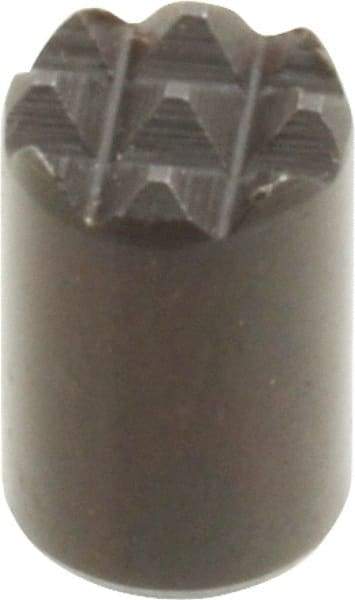 Fairlane - 8-32 Thread, 1/4" Diam, 3/8" High, Threaded, Extra Fine Tooth Grade Diamond Serration Tooth Pattern, High Speed Steel, Round Positioning Gripper - Black Oxide Coated - Apex Tool & Supply
