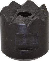 Fairlane - 10-32 Thread, 1/2" Diam, 1/2" High, Threaded, Coarse Tooth Grade Diamond Serration Tooth Pattern, High Speed Steel, Round Positioning Gripper - 3/16" Flat Width, Black Oxide Coated - Apex Tool & Supply