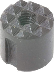 Fairlane - 10-32 Thread, 1/2" Diam, 1/2" High, Threaded, Fine Tooth Grade Diamond Serration Tooth Pattern, High Speed Steel, Round Positioning Gripper - 0.13" Flat Width, Black Oxide Coated - Apex Tool & Supply