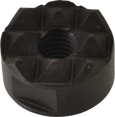 Fairlane - 1/4-28 Thread, 5/8" Diam, 3/8" High, Threaded, Coarse Tooth Grade Diamond Serration Tooth Pattern, High Speed Steel, Round Positioning Gripper - 3/16" Flat Width, Black Oxide Coated - Apex Tool & Supply