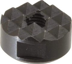 Fairlane - 1/4-28 Thread, 3/4" Diam, 3/8" High, Threaded, Coarse Tooth Grade Diamond Serration Tooth Pattern, High Speed Steel, Round Positioning Gripper - 3/16" Flat Width, Black Oxide Coated - Apex Tool & Supply