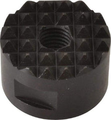 Fairlane - 1/4-28 Thread, 3/4" Diam, 1/2" High, Threaded, Fine Tooth Grade Diamond Serration Tooth Pattern, High Speed Steel, Round Positioning Gripper - 3/16" Flat Width, Black Oxide Coated - Apex Tool & Supply