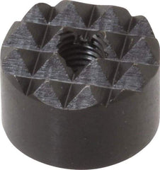Fairlane - 1/4-28 Thread, 3/4" Diam, 1/2" High, Threaded, Coarse Tooth Grade Diamond Serration Tooth Pattern, High Speed Steel, Round Positioning Gripper - 3/16" Flat Width, Black Oxide Coated - Apex Tool & Supply