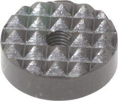 Fairlane - 1/4-28 Thread, 1" Diam, 3/8" High, Threaded, Coarse Tooth Grade Diamond Serration Tooth Pattern, High Speed Steel, Round Positioning Gripper - 3/16" Flat Width, Black Oxide Coated - Apex Tool & Supply