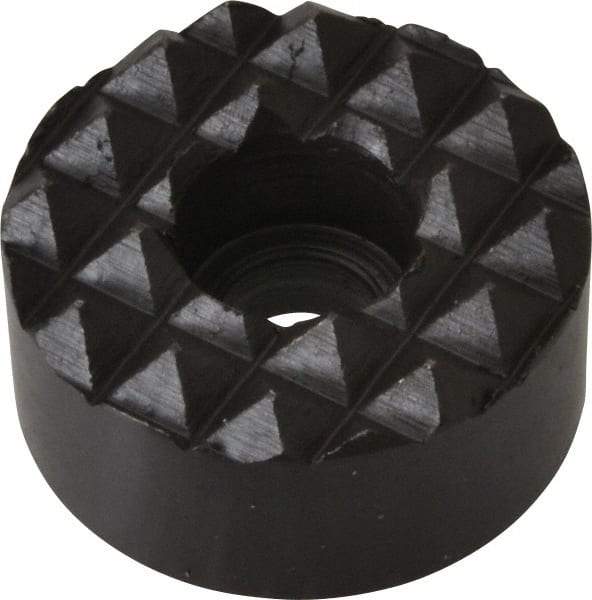 Fairlane - 1" Diam, 1/2" High, 1/4 C Bore SHCS, Counterbored, Coarse Tooth Grade Diamond Serration Tooth Pattern, High Speed Steel, Round Positioning Gripper - Black Oxide Coated - Apex Tool & Supply