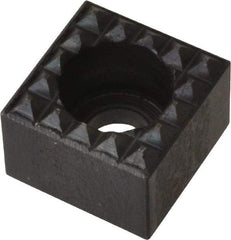Fairlane - 1/2" Square, 3/8" High, #10 C Bore SHCS Size, Extra Fine Tooth Grade, Diamond Serration, High Speed Steel, Square Positioning Gripper - 0.03 x 45A° Chamfer, 1/4" Counterbore Depth, Black Oxide Finish - Apex Tool & Supply