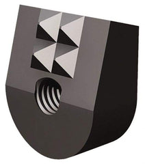 Fairlane - 4 Point 10-32 High Speed Steel Angled Positioning Gripper - Black Oxide Finish, 3/8" High, 9/16" Wide, 0.65" Top Length, 0.6" Bottom Length, 15° Gripping Angle, 0.03 x 45° Chamfer - Apex Tool & Supply