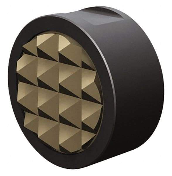 Fairlane - M6x1.0 Thread, 1/2" Diam, 0.651" High, Threaded, Extra Fine Tooth Grade Diamond Serration Tooth Pattern, Carbide Tipped, Round Positioning Gripper - 3/16" Flat Width, Uncoated - Apex Tool & Supply