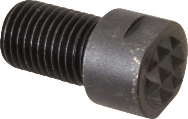 Fairlane - Serrated Tooth, 3/8-24, 1/8" Internal Hex, 9/16" Shank Length, 9/16" Thread Length, Black Oxide Finish, Round Head, Adjustable Positioning Gripper - 3/8" Pad Diam, 1/2" Hex, 0.15" Head Height, Fine Tooth Grade - Apex Tool & Supply