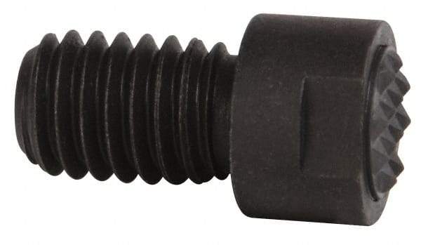 Fairlane - Serrated Tooth, 3/8-16, 1/8" Internal Hex, 9/16" Shank Length, 9/16" Thread Length, Black Oxide Finish, Round Head, Adjustable Positioning Gripper - 3/8" Pad Diam, 1/2" Hex, 0.15" Head Height, Extra Fine Tooth Grade - Apex Tool & Supply