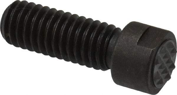 Fairlane - Serrated Tooth, 3/8-16, 1/8" Internal Hex, 1" Shank Length, 1" Thread Length, Black Oxide Finish, Round Head, Adjustable Positioning Gripper - 3/8" Pad Diam, 1/2" Hex, 0.15" Head Height, Extra Fine Tooth Grade - Apex Tool & Supply