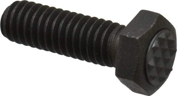 Fairlane - Serrated Tooth, 5/16-18, 1" Shank Length, 1" Thread Length, Black Oxide Finish, Hex Head, Adjustable Positioning Gripper - 3/8" Pad Diam, 1/2" Hex, 1/4" Head Height, Extra Fine Tooth Grade - Apex Tool & Supply