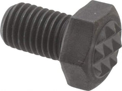 Fairlane - Serrated Tooth, 5/16-24, 1/2" Shank Length, 1/2" Thread Length, Black Oxide Finish, Hex Head, Adjustable Positioning Gripper - 3/8" Pad Diam, 1/2" Hex, 1/4" Head Height, Fine Tooth Grade - Apex Tool & Supply