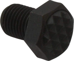 Fairlane - Serrated Tooth, 3/8-24, 1/2" Shank Length, 1/2" Thread Length, Black Oxide Finish, Hex Head, Adjustable Positioning Gripper - 1/2" Pad Diam, 9/16" Hex, 9/32" Head Height, Fine Tooth Grade - Apex Tool & Supply