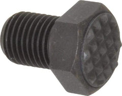 Fairlane - Serrated Tooth, 3/8-24, 1/2" Shank Length, 1/2" Thread Length, Black Oxide Finish, Hex Head, Adjustable Positioning Gripper - 1/2" Pad Diam, 9/16" Hex, 9/32" Head Height, Extra Fine Tooth Grade - Apex Tool & Supply
