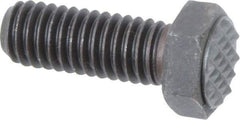Fairlane - Serrated Tooth, 3/8-16, 1" Shank Length, 1" Thread Length, Black Oxide Finish, Hex Head, Adjustable Positioning Gripper - 1/2" Pad Diam, 9/16" Hex, 9/32" Head Height, Extra Fine Tooth Grade - Apex Tool & Supply