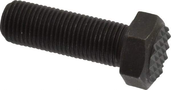 Fairlane - Serrated Tooth, 1/2-20, 1-1/2" Shank Length, 1-1/2" Thread Length, Black Oxide Finish, Hex Head, Adjustable Positioning Gripper - 5/8" Pad Diam, 3/4" Hex, 23/64" Head Height, Fine Tooth Grade - Apex Tool & Supply