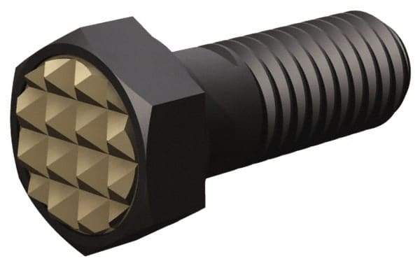 Fairlane - Serrated Tooth, 1/2-20, 1" Shank Length, 1" Thread Length, Black Oxide Finish, Hex Head, Adjustable Positioning Gripper - 5/8" Pad Diam, 3/4" Hex, 23/64" Head Height, Extra Fine Tooth Grade - Apex Tool & Supply