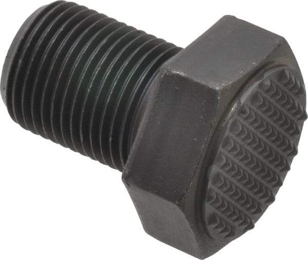 Fairlane - Serrated Tooth, 3/4-16, 1" Shank Length, 1" Thread Length, Black Oxide Finish, Hex Head, Adjustable Positioning Gripper - 1" Pad Diam, 1-1/8" Hex, 1/2" Head Height, Extra Fine Tooth Grade - Apex Tool & Supply