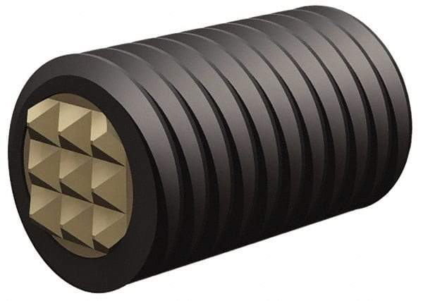 Fairlane - Serrated Tooth, 1/2-20, 1/4" Internal Hex, 1" Thread Length, Black Oxide Finish, Fully Threaded, Adjustable Positioning Gripper - 3/8" Pad Diam, Fine Tooth Grade - Apex Tool & Supply