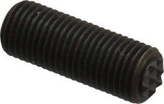 Fairlane - Serrated Tooth, 3/8-24, 3/16" Internal Hex, 1" Thread Length, Black Oxide Finish, Fully Threaded, Adjustable Positioning Gripper - 1/4" Pad Diam, Extra Fine Tooth Grade - Apex Tool & Supply