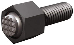 Fairlane - 1/4-20, 1" Thread Length, 1/4" Ball Diam, Serrated Ball Pad Surface, Alloy Steel, Black Oxide, Hex Head, Swivel Action Gripper Assemblies - 3/8" Head Height, 7/16" Hex, 1/4" Contact Diam, High Speed Steel Ball - Apex Tool & Supply