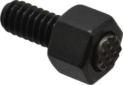 Fairlane - 1/4-20, 1/2" Thread Length, 1/4" Ball Diam, Serrated Ball Pad Surface, Alloy Steel, Black Oxide, Hex Head, Swivel Action Gripper Assemblies - 3/8" Head Height, 7/16" Hex, 1/4" Contact Diam, High Speed Steel Ball - Apex Tool & Supply