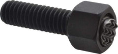Fairlane - 5/16-18, 1" Thread Length, 5/16" Ball Diam, Serrated Ball Pad Surface, Alloy Steel, Black Oxide, Hex Head, Swivel Action Gripper Assemblies - 7/16" Head Height, 1/2" Hex, 5/16" Contact Diam, High Speed Steel Ball - Apex Tool & Supply