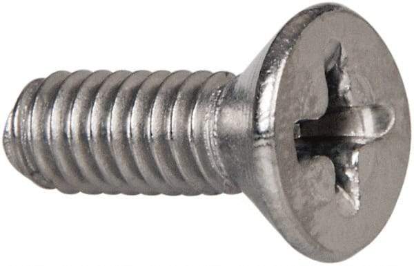 Value Collection - #8-32 UNC, 1/2" OAL Phillips Drive Machine Screw - Flat Head, Grade 316 Stainless Steel, Uncoated, Without Washer - Apex Tool & Supply