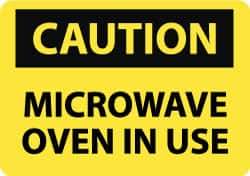 NMC - "Caution - Microwave Oven in Use", 10" Long x 14" Wide, Pressure-Sensitive Vinyl Safety Sign - Rectangle, 0.004" Thick, Use for Accident Prevention - Apex Tool & Supply